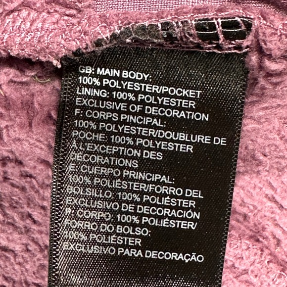 The North Face Girls Purple Suave OSO HiPile Fleece Zip Hoodie Jacket Size S 7/8 - Picture 12 of 16